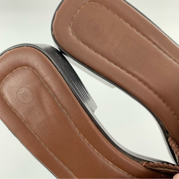 Faded Glory womens sandals size 9 brown leather vintage slip on slides 80s 90s - Picture 10 of 13